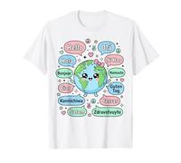 Ciao in Diverse Lingue Simpatico Kawaii Pianeta Terra Maglietta