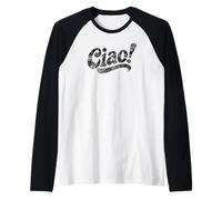 Ciao! Italian Greeting - Stampa Nera invecchiata Maglia con Maniche Raglan