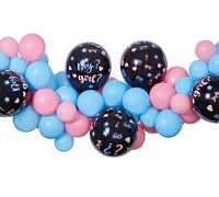 Ciao- Kit Ghirlanda Palloncini DIY Gender Reveal Boy or Girl (65 palloncini lattice, 300cm), rosa/azzurro