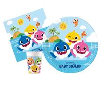 Ciao- Kit Party Tavola Baby Shark per 8 Persone (36 Pezzi: 8 Piatti Ø23cm, 8 Bicchieri 200ml, 20 tovaglioli 33x33cm), Multicolore, AZ097