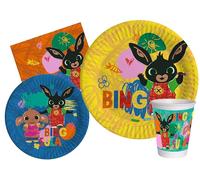 Ciao Kit Party Tavola Bing Sketch per 8 persone (44 pezzi: 8 piatti Ø23cm, 8 piatti Ø18cm, 8 bicchieri 250ml, 20 tovaglioli 33x33cm) in carta compostabile