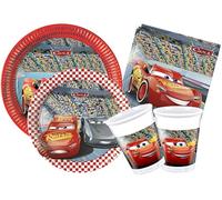 Ciao- Kit Party Tavola Disney Cars 3 per 24 persone (112 pezzi: 24 piatti carta di Ø23cm, 24 di Ø20cm, 24 bicchieri plastica 200ml, 40 tovaglioli carta 33x33cm), Y4324
