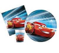 Ciao Kit Party Tavola Disney Cars Victory is Mine per 24 persone (88 pezzi: 24 piatti Ø23cm, 24 bicchieri 200ml, 40 tovaglioli 33x33cm) in carta FSC compostabile eco-friendly