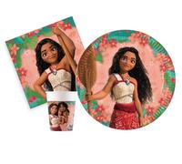 Ciao- Kit Party Tavola Disney Moana II Sailing Spirit Persone (88 Pezzi Piatti Ø23cm, 24 Bicchieri 200ml, 40 tovaglioli 33x33cm), Multicolore, AZ080