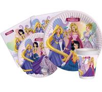 Ciao - Kit Party Tavola Fairytale Princess per 8 persone (44 pezzi: 8 piatti Ø23cm, 8 piatti Ø18cm, 8 bicchieri 250ml, 20 tovaglioli 33x33cm) in carta compostabile eco-friendly