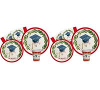 Ciao Kit Party Tavola Laurea per 8 persone (44 pezzi: 8 piatti Ø23cm, 8 piatti Ø18cm, 8 bicchieri 200ml, 20 tovaglioli 33x33cm) in carta compostabile eco-friendly (Confezione da 2)