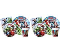 Ciao Kit Party Tavola Marvel Avengers Infinity Stones per 8 persone (44 pezzi: 8 piatti Ø23cm, 8 piatti Ø20cm, 8 bicchieri 200ml, 20 tovaglioli 33x33cm) (Confezione da 2)