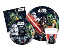 Ciao Kit Party Tavola Star Wars Galaxy per 8 Persone (44 Pezzi: 8 Piatti Ø23cm, 8 Piatti Ø20cm, 8 Bicchieri 200ml, 20 tovaglioli 33x33cm) in Carta