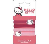 Ciao Kitty 4 pezzi per capelli per ragazze | giarrettiere elastiche decorate con figure di Hello Kitty nei toni del rosa