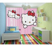 Ciao Kitty Famiglia 3D Tenda Bloccare Foto Stampa Tendaggio Drappo Tessuto Fines