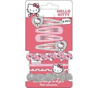 Ciao Kitty - Set di accessori di bellezza per capelli, set di pinzette, giarrettiere e scrunchies, motivo kawaii | 8 pezzi per acconciatura per bambini con personaggi Sanrio