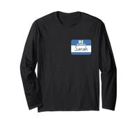 Ciao Mi chiamo Sarah Divertente Tag Maglia a Manica