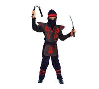 Ciao Costume Carnevale Ninja Fighter Con Kit Armi Nero Rosso Bambino
