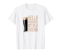 Ciao oscurità, Mio Vecchio Amico, Stout Beer Lover Maglietta con Stampa Grafica Economica, Uomo, Bianco, XL