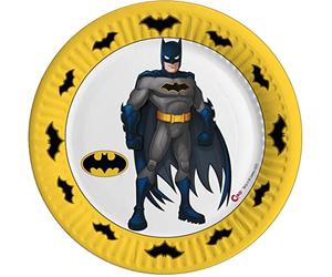 Ciao - Piatti carta compostabili Batman (Ø18cm), 8 pezzi