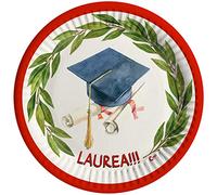 Ciao- Piatti Carta compostabili Laurea (Ø18cm), 8 Pezzi 16-21 cm, Multicolore, 34787