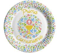 Ciao- Piatti Carta compostabili Prima Comunione (Ø23cm), 8 Pezzi 22-24 cm, Multicolore, 34773