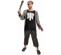 Ciao Pirata Skeleton Zombie Costume Halloween Uomo Adulto Taglia Unica 52-54