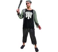 Ciao-Pirata Skeleton Zombie costume uomo adulto (Taglia unica 52-54), Nero,grigio, 62203