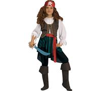 Ciao Piratessa dei Caraibi Costume Bambina (Taglia 9-11 Anni) con Spada, Marrone/Rosso/Nero, Unisex Kids
