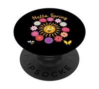 Ciao Primavera Sole Fiore Donna Pasqua Festa della Mamma Donna Mamma PopSockets PopGrip Adesivo