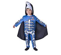 Ciao-Puffo Scheletrino Halloween Special Edition Costume Travestimento Bambino Originale Puffi (Taglia 4-5 Anni) Smurfs, Colore Azzurro, Bianco, Nero, 14588.4-5