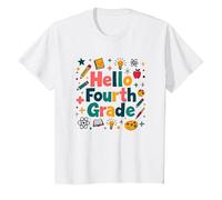 Ciao Quarto Grado Ragazze Scuola Forniture Imparare Maglietta, Bambini, Bianco, 6 Anni