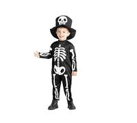 Scheletrino Costume Travestimento Halloween Tutina Baby Con Cappello