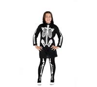 Scheletrina Costume Travestimento Halloween Vestito Bambina con Calze Stampate
