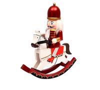 Ciao- Schiaccianoci Natale Soldatino a cavallo (28cm) in legno e tessuto, rosso