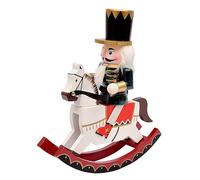 Ciao- Schiaccianoci Natale Soldatino a cavallo (28cm) in legno e tessuto, verde/nero