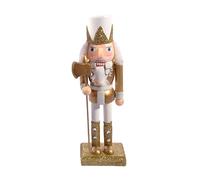 Ciao Schiaccianoci Natale Soldatino con alabarda (24cm) in legno glitterato, oro/bianco