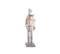 Ciao Schiaccianoci Natale Soldatino con spada (24cm) in legno glitterato, argento/bianco