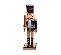 Ciao Schiaccianoci Natale Soldatino con spada (24cm) in legno glitterato, nero/oro