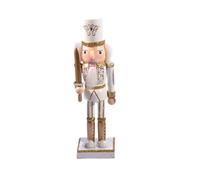 Ciao Schiaccianoci Natale Soldatino con spada (24cm) in legno glitterato, oro/bianco