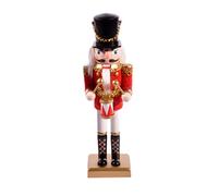 Ciao- Schiaccianoci Natale Soldatino con tamburo (24cm) in legno e tessuto, rosso/nero