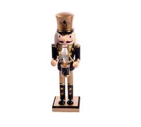 Ciao Schiaccianoci Natale Soldatino con tamburo (24cm) in legno glitterato, nero/oro