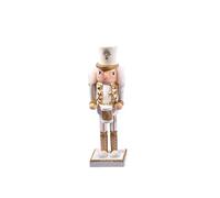 Ciao Schiaccianoci Natale Soldatino con tamburo (24cm) in legno glitterato, oro/bianco