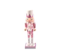 Ciao Schiaccianoci Natale Soldatino con tamburo (24cm) in legno glitterato, rosa/bianco