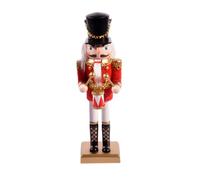 Ciao- Schiaccianoci Natale Soldatino con tamburo (38cm) in legno e tessuto, rosso/nero