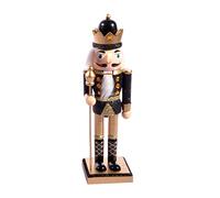 Ciao Schiaccianoci Natale Soldatino Re con scettro (24cm) in legno glitterato, nero/oro