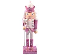 Ciao Schiaccianoci Natale Soldatino Re con scettro (24cm) in legno glitterato, rosa/bianco