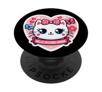 Ciao Secondo Grado 2nd Grader Ragazza Gattino Gatto Ritorno A Scuola PopSockets PopGrip Adesivo