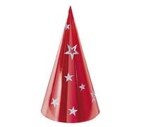 Ciao Set 12 Cappelli a Cono di Carta Metallizzati con Stelle, 30 cm, Colori Assortiti