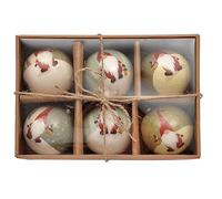 Ciao- Set 6 sfere decoupage ornamentali Santa Klaus (Ø7,5cm) con nastro in tessuto per albero di Natale in giftbox avana