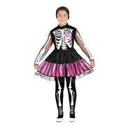 Ciao- Skeletrina Punk scheletro costume travestimento bambina (Taglia 7-9 anni) con calze collant stampate