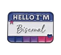 Ciao, sono - Distintivo arcobaleno LGBT personalizzato con finestra di dialogo per risvolti, normale, Metallo non prezioso