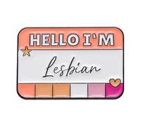 Ciao, sono - Distintivo arcobaleno LGBT personalizzato con finestra di dialogo per risvolti, normale, Metallo non prezioso