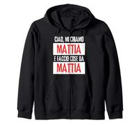 Ciao Sono Mattia Faccio Cose Da Mattia Personalizzato Felpa con Cappuccio
