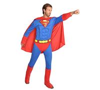 Superman Costume Adulto Originale DC Comics (Taglia XL) con Muscoli pettorali Imbottiti